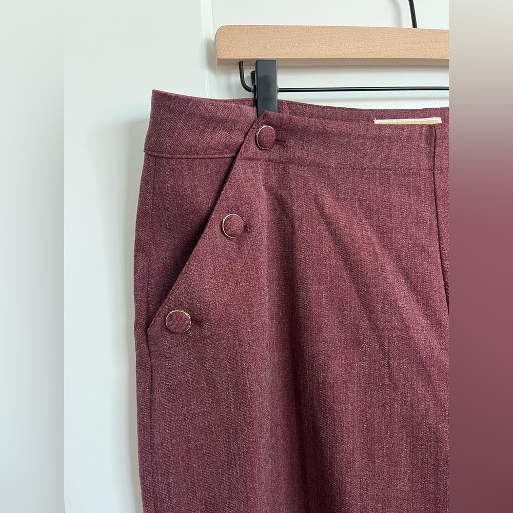 Michael Kors Burgundy Wide-Leg Sailor Pants - Picture 2 of 11